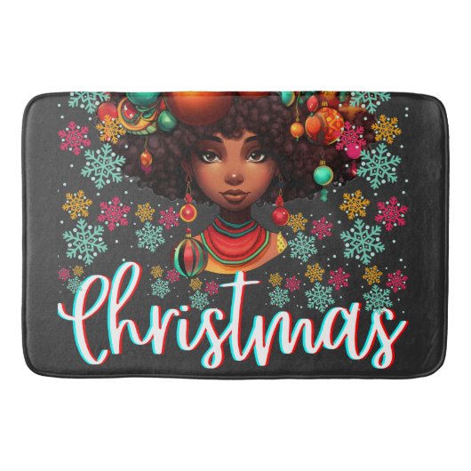 黒人女性クリスマスメラニンシアスタシスタクリスマスシスタ バスマット (正面)