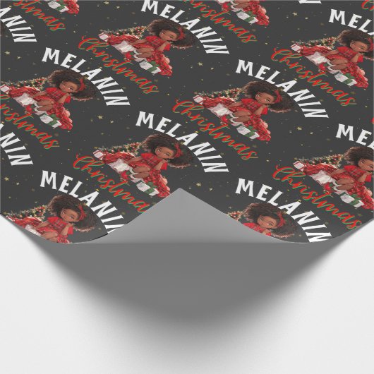 黒人女性クリスマスメラニンシアスタシスタクリスマスシスタ ラッピングペーパー (角)