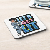 黒人女性クリスマス酒のサイスタに火をつけよう コースター (左側)