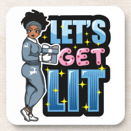 黒人女性クリスマス酒のサイスタに火をつけよう コースター