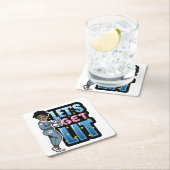 黒人女性クリスマス酒のサイスタに火をつけよう スクエアペーパーコースター (インサイチュ)