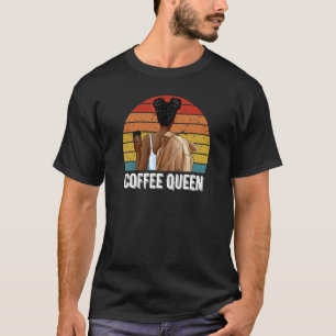 黒人女性コーヒードリンカーメラニンクイーンアフロー Tシャツ