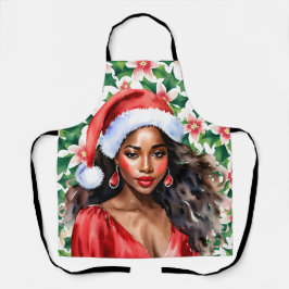 黒人女性サンタハットクリスマス エプロン