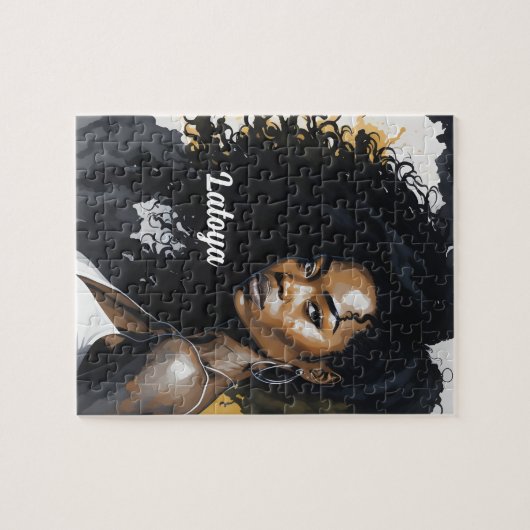 黒人女性ジパーソナライズされたグソーパズル ジグソーパズル (横)