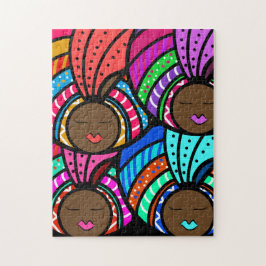 黒人女性ターバンカラフルズ ジグソーパズル