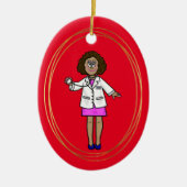 黒人女性ドクタークリスマスオーナメント セラミックオーナメント (正面)
