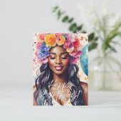 黒人女性ハッピーバースデー数々のカラー ポストカード (スタンド正面)