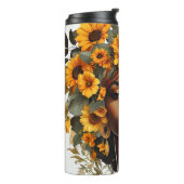 黒人女性バラ&ひまわりカーリーアフロシスタ タンブラー (回転左)