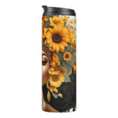 黒人女性バラ&ひまわりカーリーアフロシスタ タンブラー (回転右)