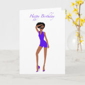 黒人女性バースデーカード カード (黄色い花)