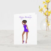 黒人女性バースデーカード カード (黄色い花)