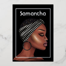 黒人女性バースデーパーティーフォイル招待状