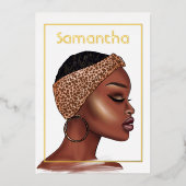 黒人女性バースデーパーティーフォイル招待状 箔招待状 (正面)