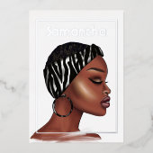 黒人女性バースデーパーティーフォイル招待状 箔招待状 (正面)