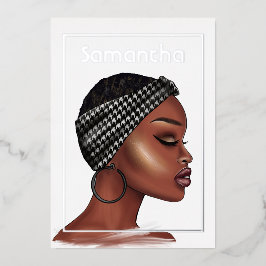 黒人女性バースデーパーティーフォイル招待状 箔招待状