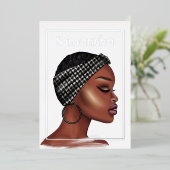 黒人女性バースデーパーティーフォイル招待状 箔招待状 (立ち正面)