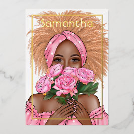 黒人女性バースデーパーティーフォイル招待状 箔招待状