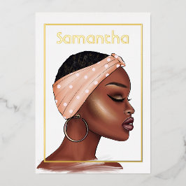 黒人女性バースデーパーティー 箔招待状