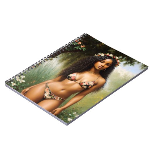 黒人女性ビキニモデルフローラ美しいカード ノートブック (左側)