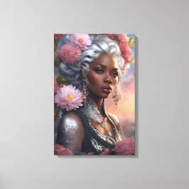 黒人女性フラワーガーデン キャンバスプリント