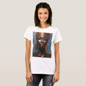 黒人女性ブルー銅モザイクTシャツ Tシャツ (正面フル)