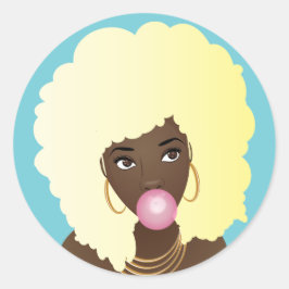 黒人女性ブロンド・アフロピンクバブルガム ラウンドシール