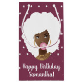 黒人女性ホワイトアフロバブルガム、星、紫 スモールペーパーバッグ (裏面)