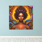 黒人女性メラニンクイーンブラウンスキンガールズマーメイド キャンバスプリント (インサイチュ (ウッドフロア))
