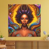黒人女性メラニンクイーンブラウンスキンガールズマーメイド キャンバスプリント (インサイチュ (リビング))
