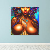 黒人女性メラニンクイーンブラウンスキンシスタマーメイド キャンバスプリント (インサイチュ (ウッドフロア))