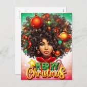 黒人女性メラニンクリスマスツリークリスマスオーナメント シーズンポストカード (正面/裏面)