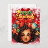 黒人女性メラニンクリスマスツリークリスマスオーナメント シーズンポストカード (正面/裏面)