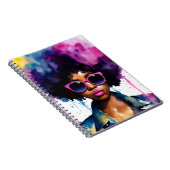 黒人女性レインボーアフロヘア&サングラスアート ノートブック (右側)