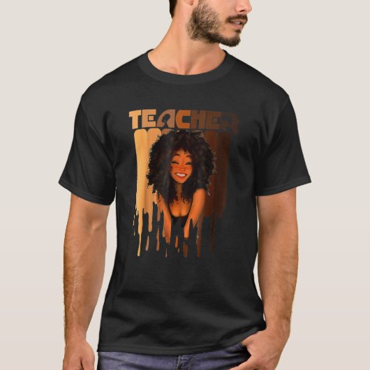 黒人女性先生アフロメラニンブラック歴史モン Tシャツ (正面)