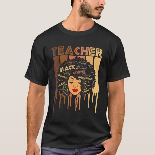 黒人女性先生アフロ頭が切れるアフリカンロー Tシャツ (正面)