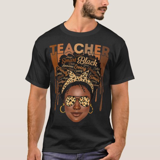 黒人女性先生アフロ頭が切れるアフリカンロー Tシャツ (正面)