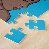 黒人女性包まれた自然毛カラフル青 ジグソーパズル (側面)