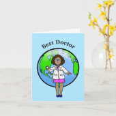 黒人女性医師挨拶カード カード (黄色い花)