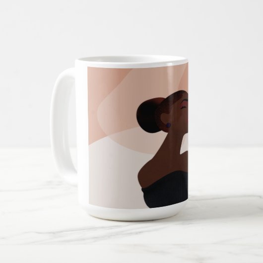 黒人女性抽象芸術アートマグ コーヒーマグカップ (正面左)