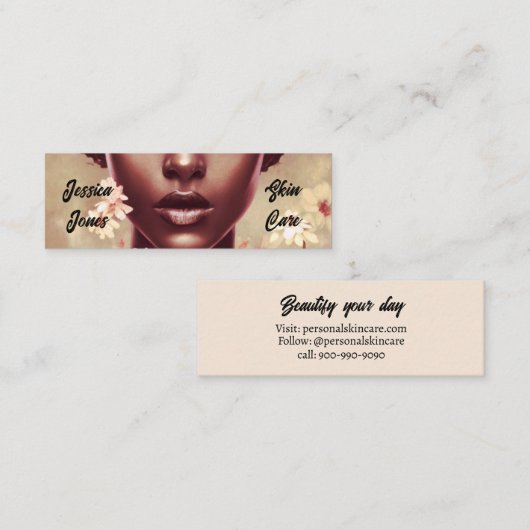 黒人女性気にの接顔を美しくする スキニー名刺 (正面/裏面)