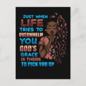 黒人女性祈りの言葉祈戦士の神へ シーズンポストカード (正面)