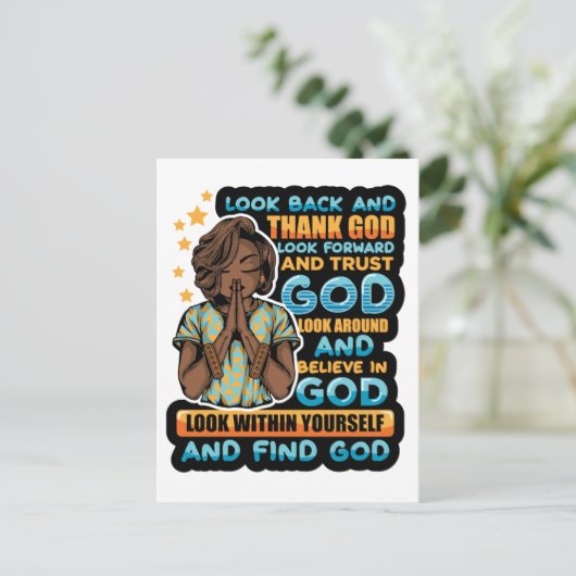 黒人女性祈りの言葉祈戦士の神へ ポストカード (スタンド正面)