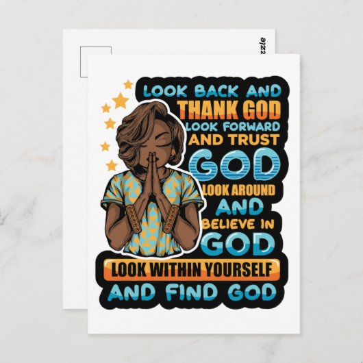 黒人女性祈りの言葉祈戦士の神へ ポストカード (正面/裏面)