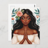 黒人女性祈フローラアフリカ系アメリカ美術 ポストカード (正面/裏面)