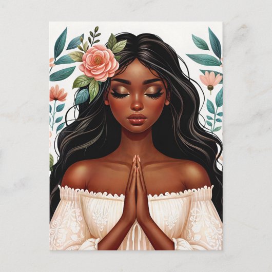 黒人女性祈フローラアフリカ系アメリカ美術 ポストカード (正面)