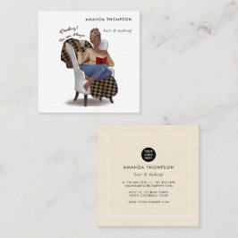 黒人女性美しいファッションスクエアビジネスカード スクエア名刺