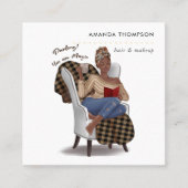 黒人女性美しいファッションスクエアビジネスカード スクエア名刺 (正面)