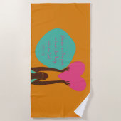 黒人女性聖なる書物、 経典ハートクリスチャンオレンジビーチ ビーチタオル (正面)