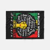 黒人女性話は聞と学Afo フリースブランケット (正面(横))