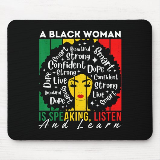 黒人女性話は聞と学Afo マウスパッド (正面)